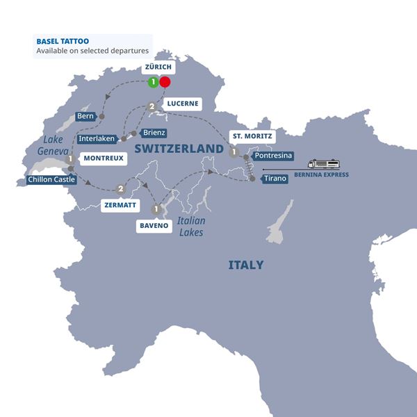 tourhub | Trafalgar | Best of Switzerland | SWBOZN20 | Route Map