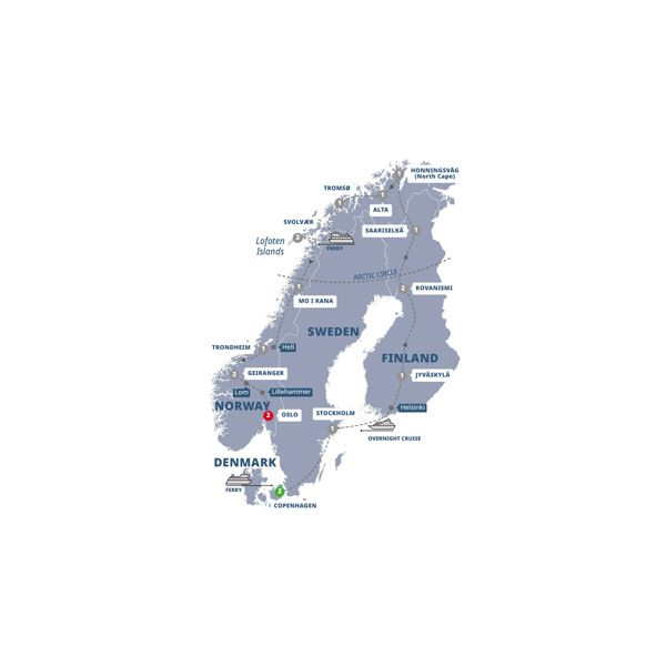 tourhub | Trafalgar | Nordic Adventure | Tour Map
