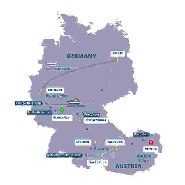 tourhub | Trafalgar | Best of Germany and Austria | GBGAZM19 | Route Map