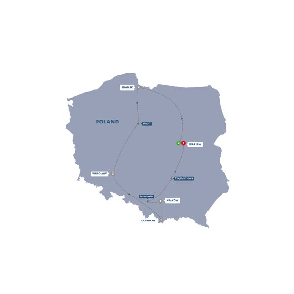 Best of Poland Itinerary Map