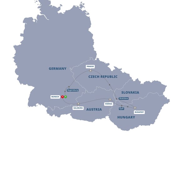 Imperial Europe Itinerary Map