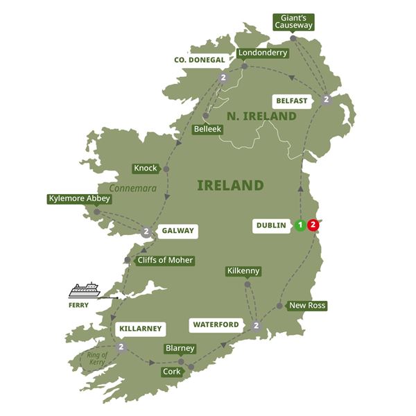tourhub | Trafalgar | Amazing Ireland | IRMZM19 | Route Map