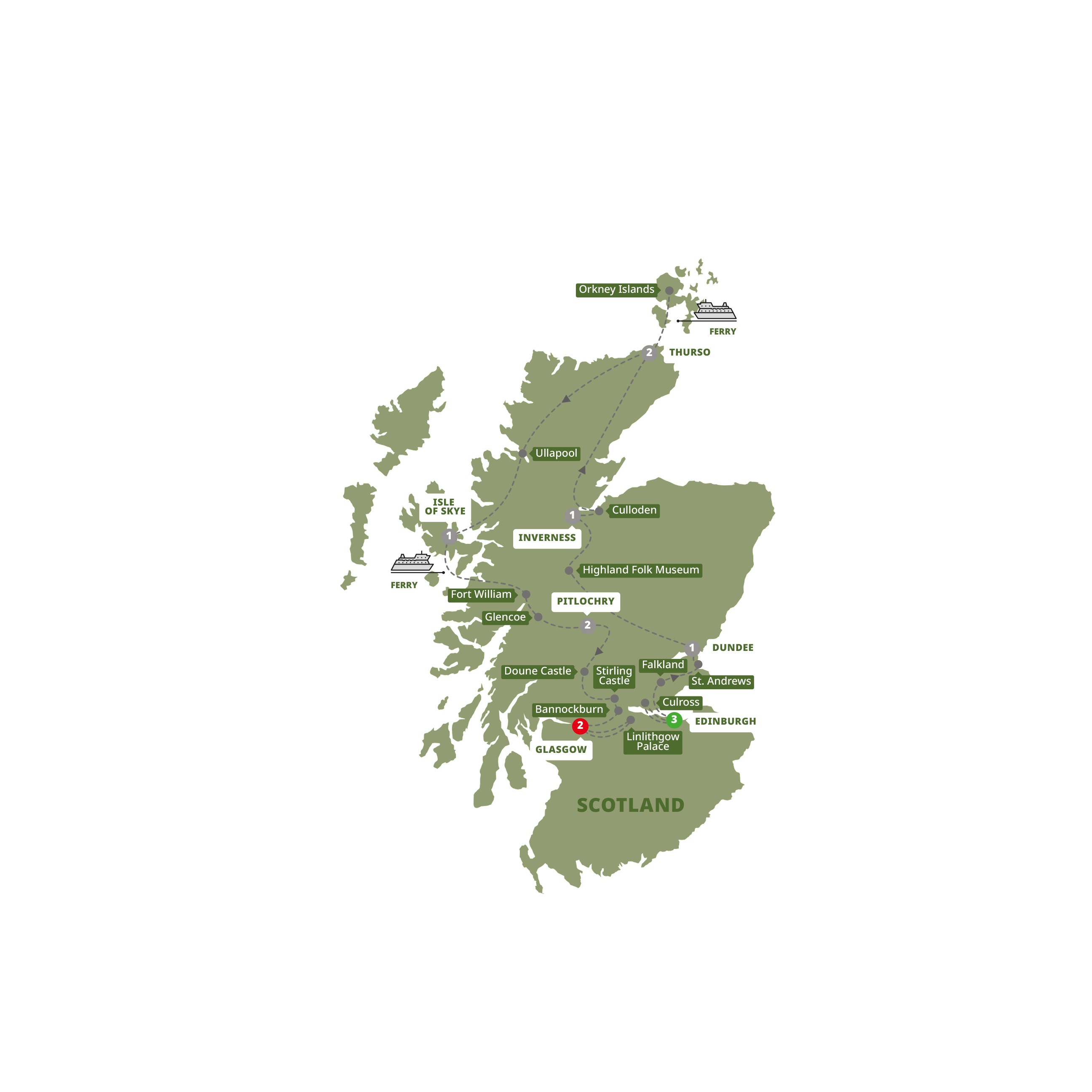 tourhub | Trafalgar | Highland Trail inspired by Outlander | Tour Map
