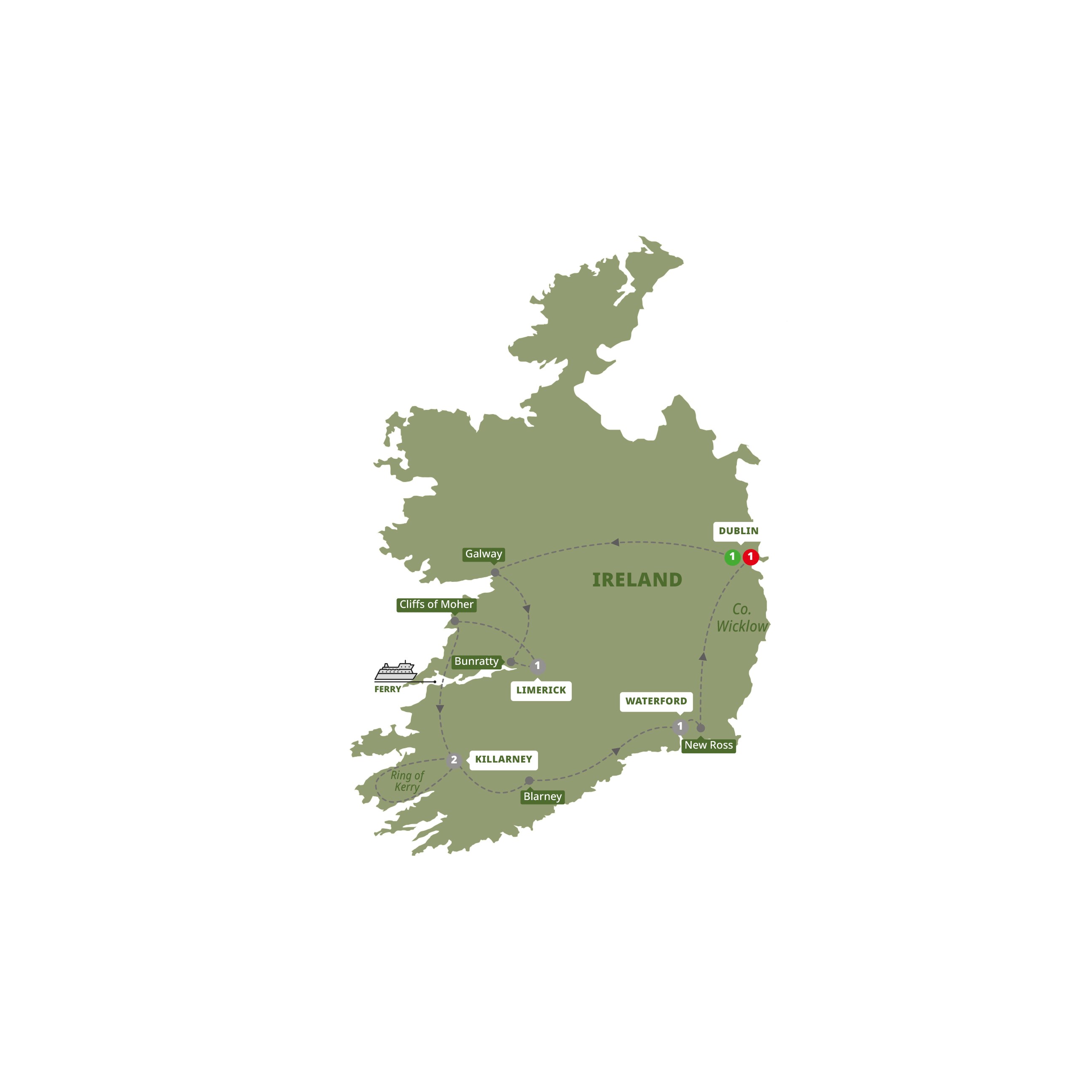 tourhub | Trafalgar | Irish Highlights | Tour Map