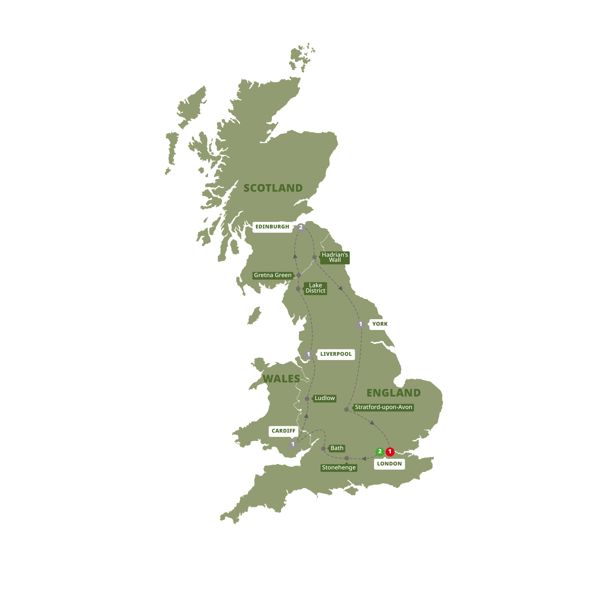 tourhub | Trafalgar | Real Britain | Tour Map