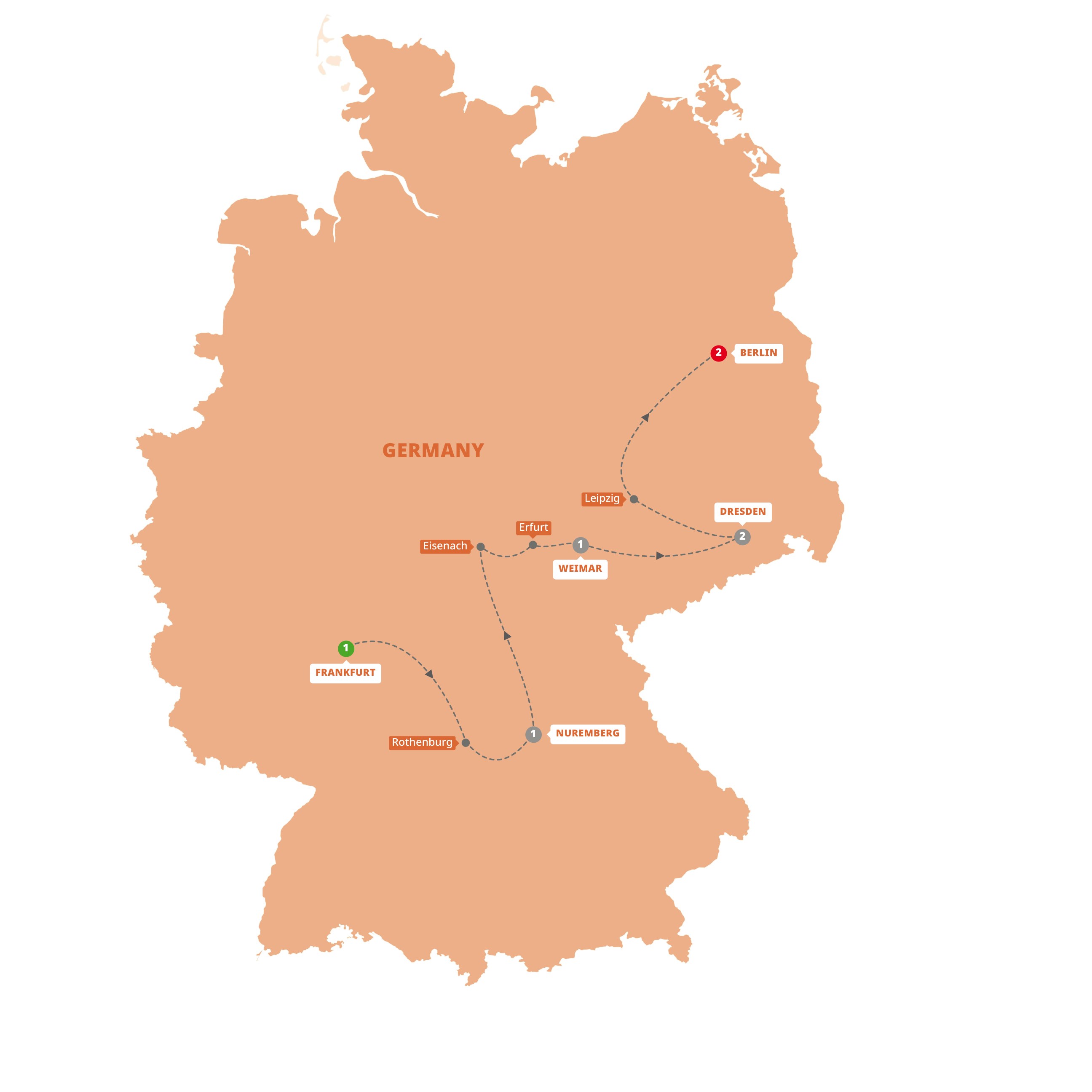 German Christmas Markets Itinerary Map