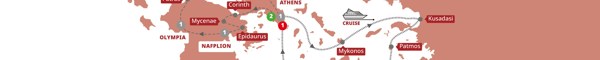 tourhub | Trafalgar | Best of Greece with 4-Day Aegean Cruise Superior | Tour Map