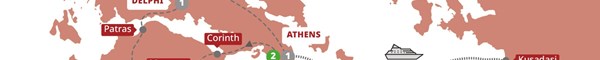tourhub | Trafalgar | Best of Greece with 4-Day Aegean Cruise Premier | AGLLMN19 | Route Map