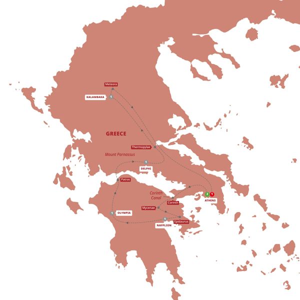 Best of Greece Itinerary Map