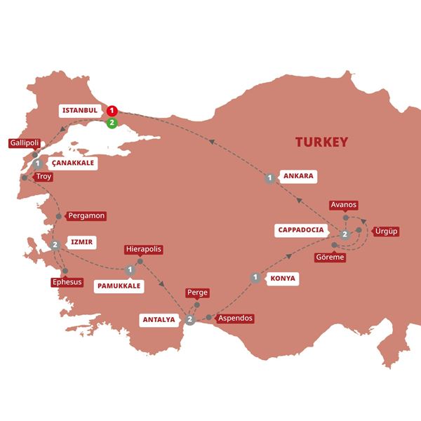 tourhub | Trafalgar | Best of Turkey | TBOTZM20 | Route Map