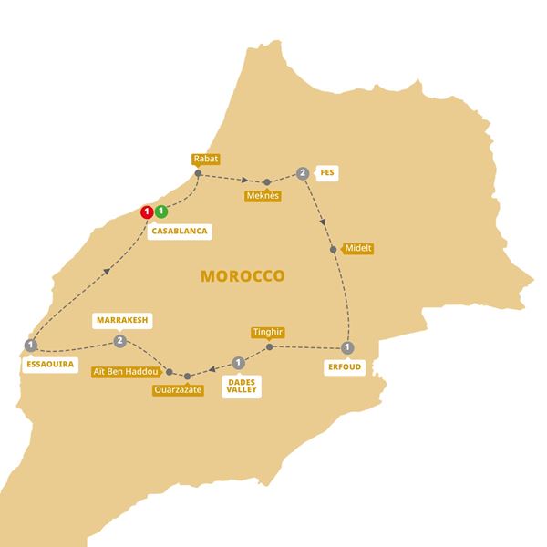tourhub | Trafalgar | Best of Morocco | MORBZM19 | Route Map