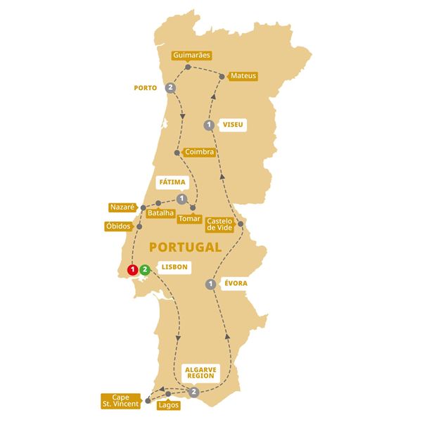 tourhub | Trafalgar | Best of Portugal | PORTZM19 | Route Map