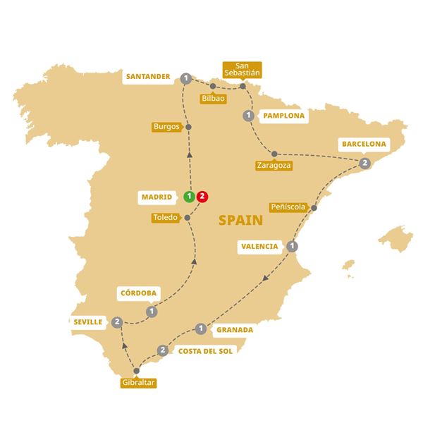 Best of Spain Itinerary Map