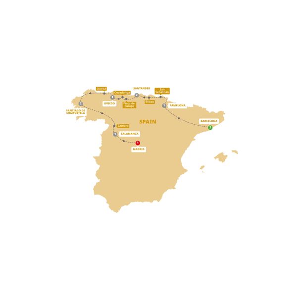 Northern Spain Itinerary Map