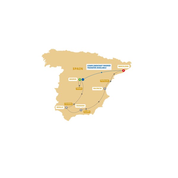 tourhub | Trafalgar | Spanish Wonder End Barcelona | Tour Map