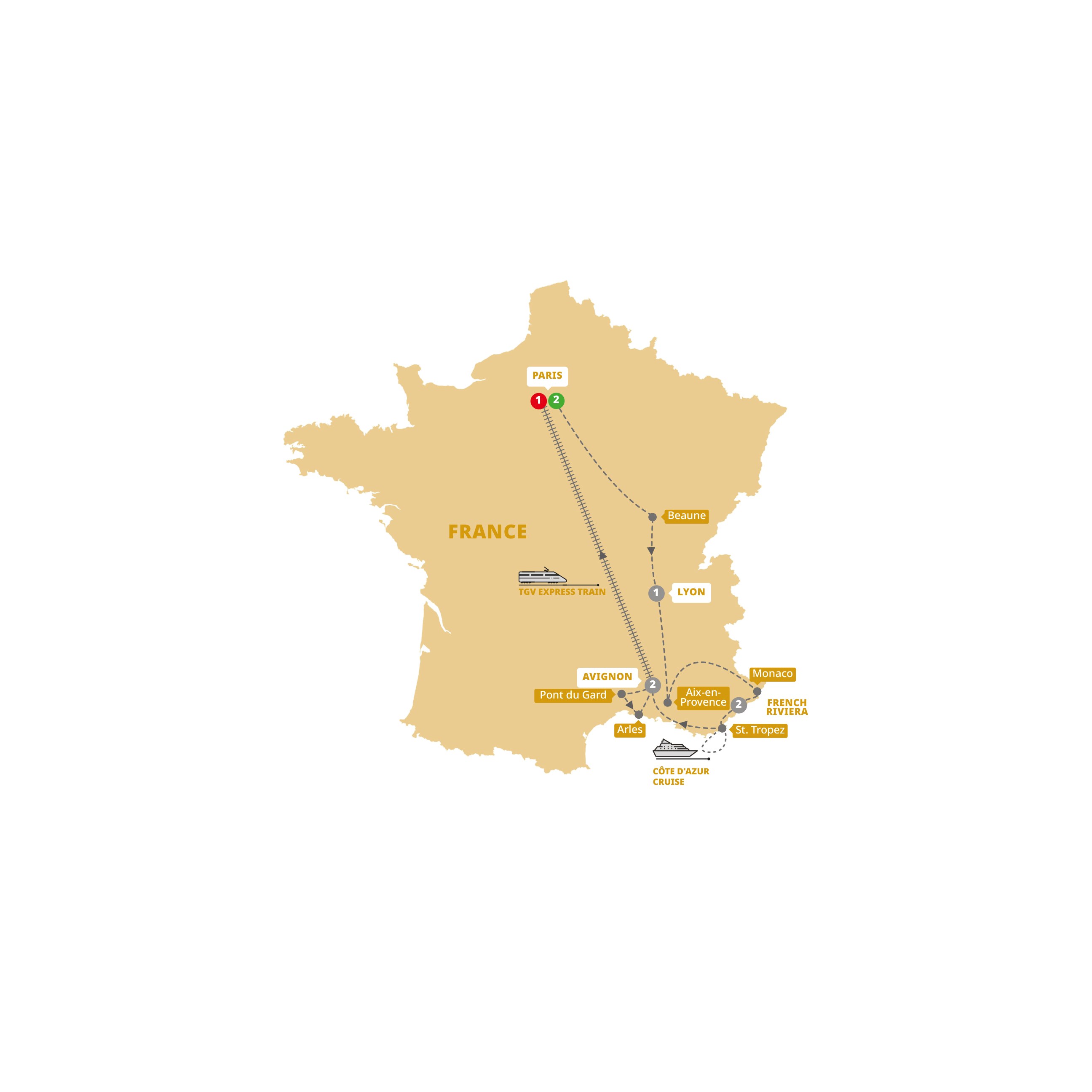 tourhub | Trafalgar | Wonderful France | Tour Map