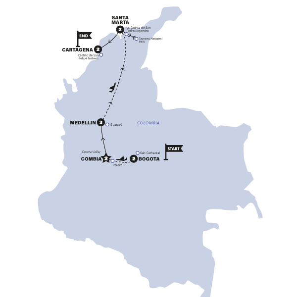 Hola Colombia 2023 Trip Map