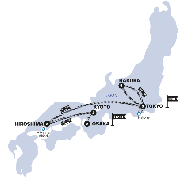 tourhub | Contiki | Japan Winter Wonder Plus Ski | Plus 6 Day Ski | 2024-2025 | Tour Map