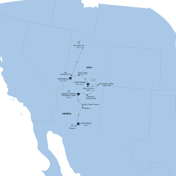Enchanting Canyonlands - Classic Group Itinerary Map