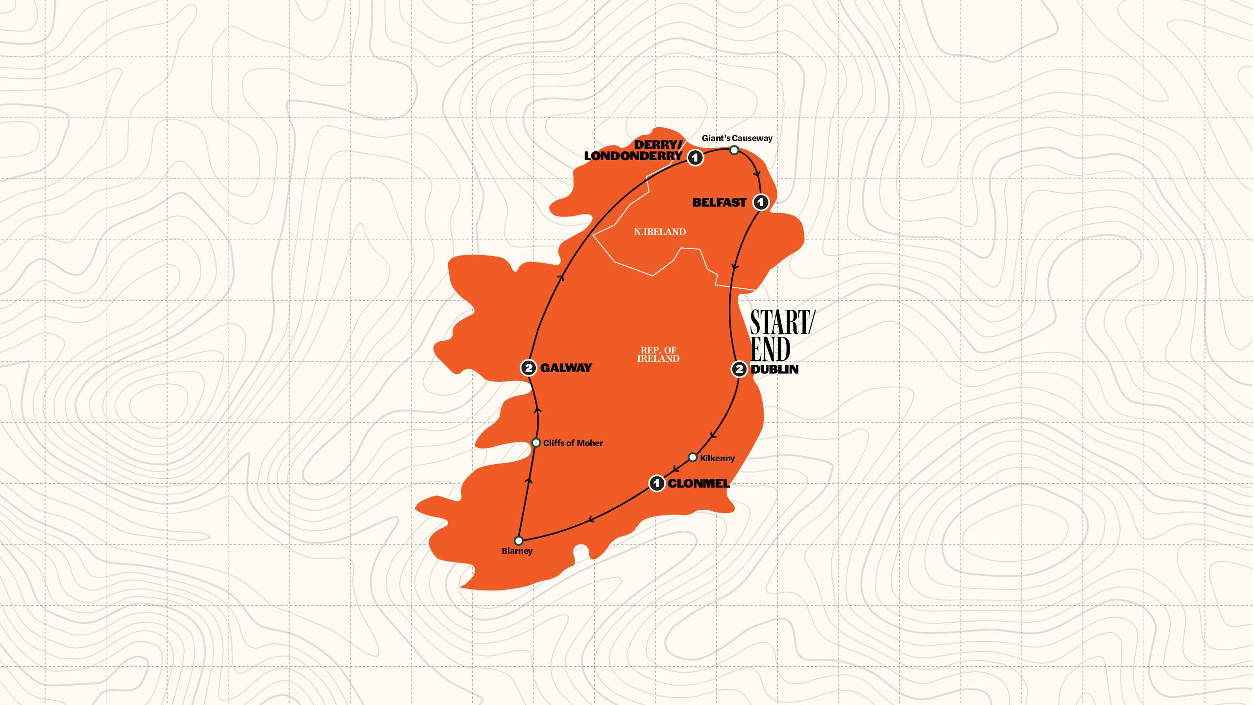 Map of Ireland in a Week | Classic | Summer | 2026 from Contiki