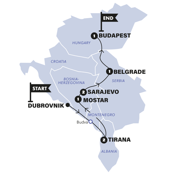 Balkans Discovery Trip Map