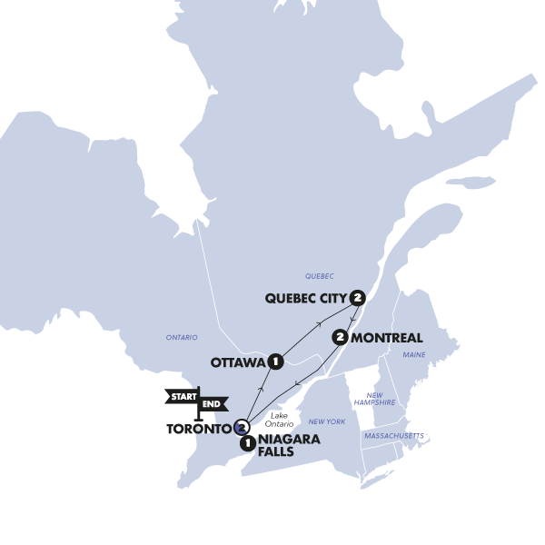 Eastern Canada Adventure Trip Map