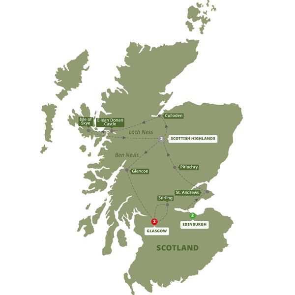 tourhub | Trafalgar | Best of Scotland | WBOSZN19 | Route Map