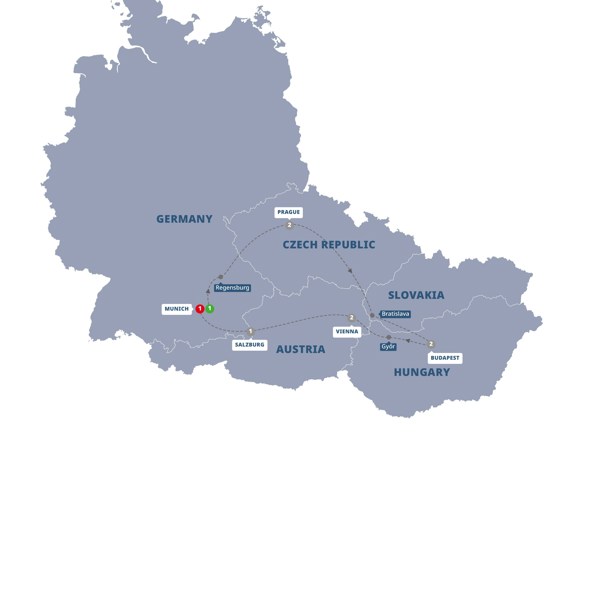 Imperial Europe Itinerary Map