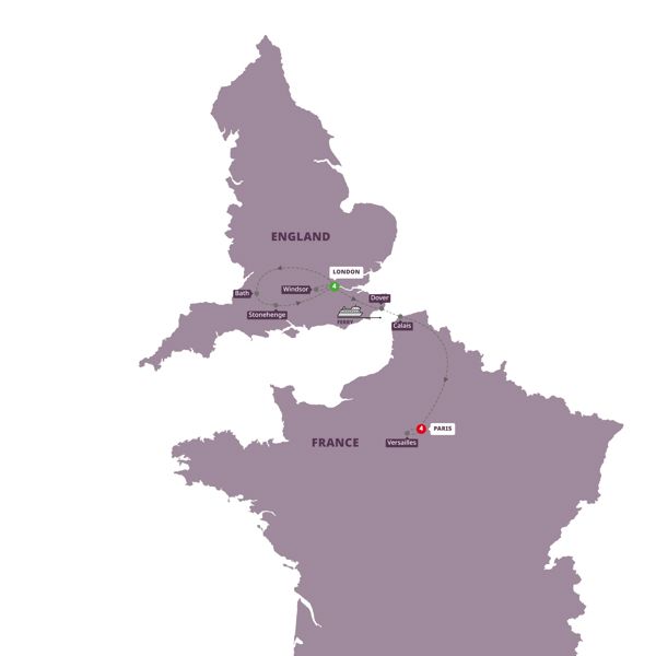 London and Paris Explorer Itinerary Map