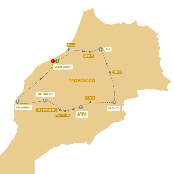 tourhub | Trafalgar | Best of Morocco | WMORZM19 | Route Map