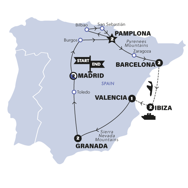 Best Of Spain Summer 2023 Trip Map