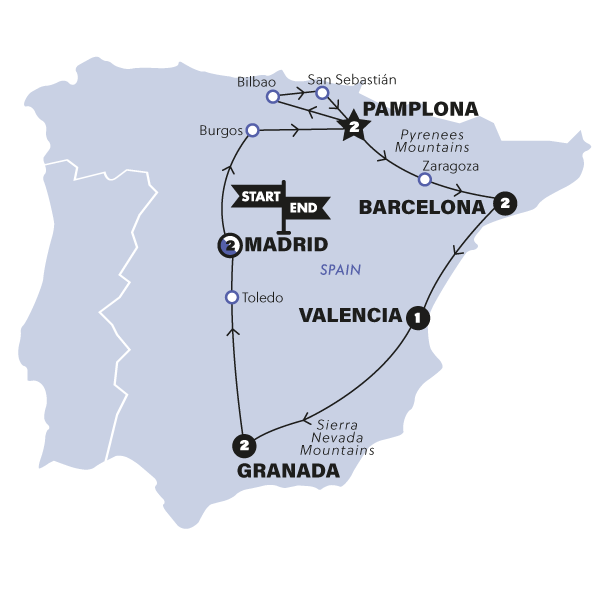 tourhub | Contiki | Best of Spain (Winter) | Tour Map