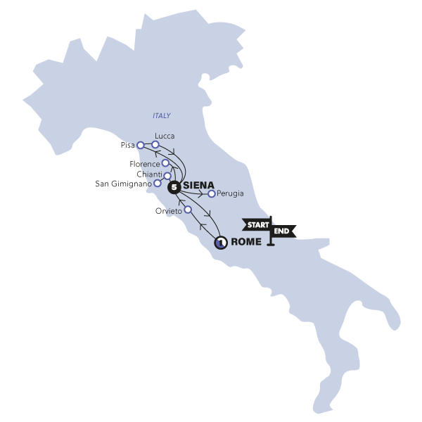 tourhub | Contiki | Tuscan Escape | Summer | 2025 | Tour Map