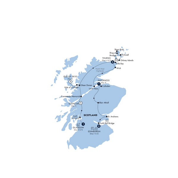 Country Roads of Scotland - Classic Group Itinerary Map