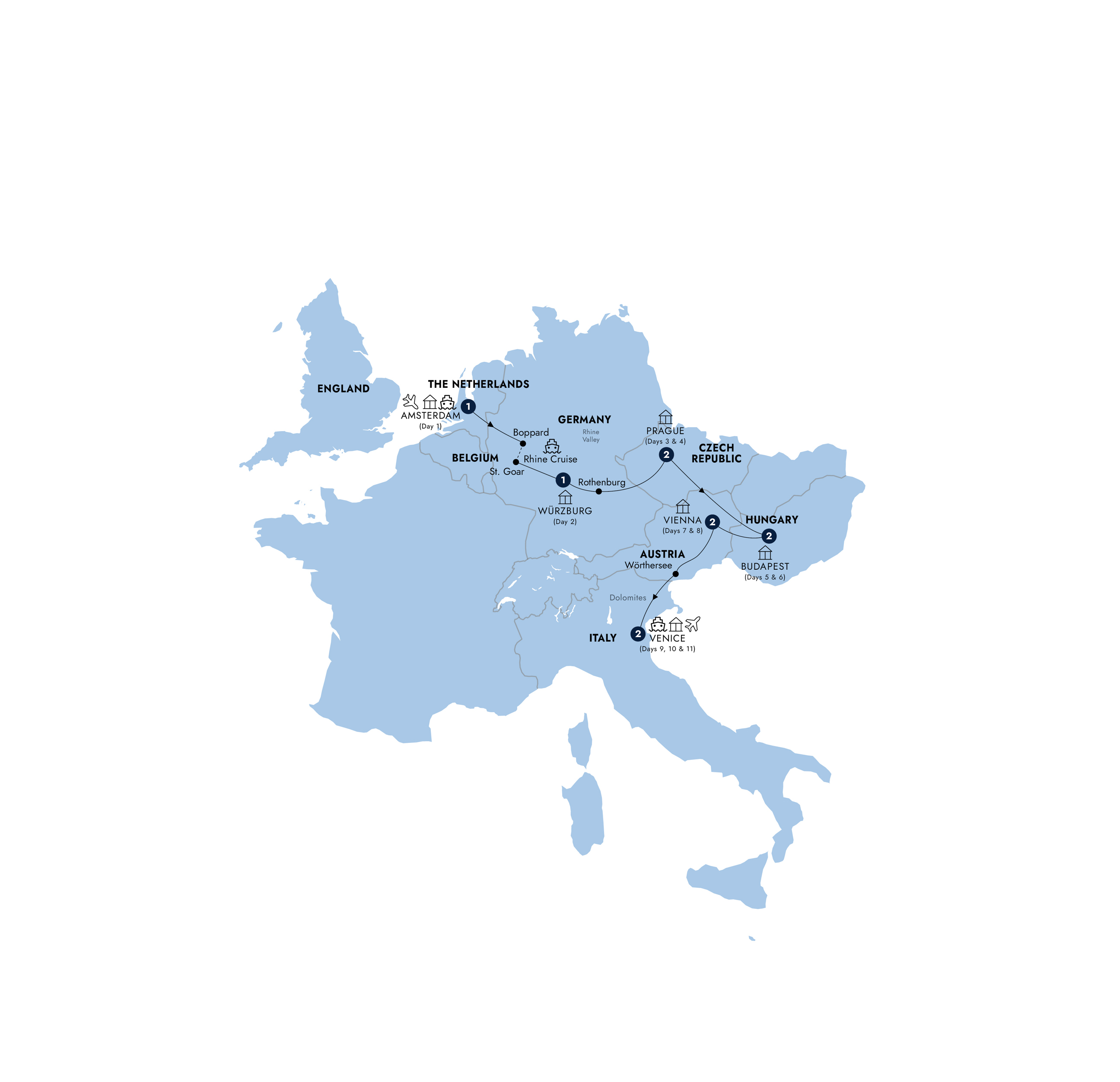 Map European Rhapsody Guided Tour T912 2027 Ams Venice