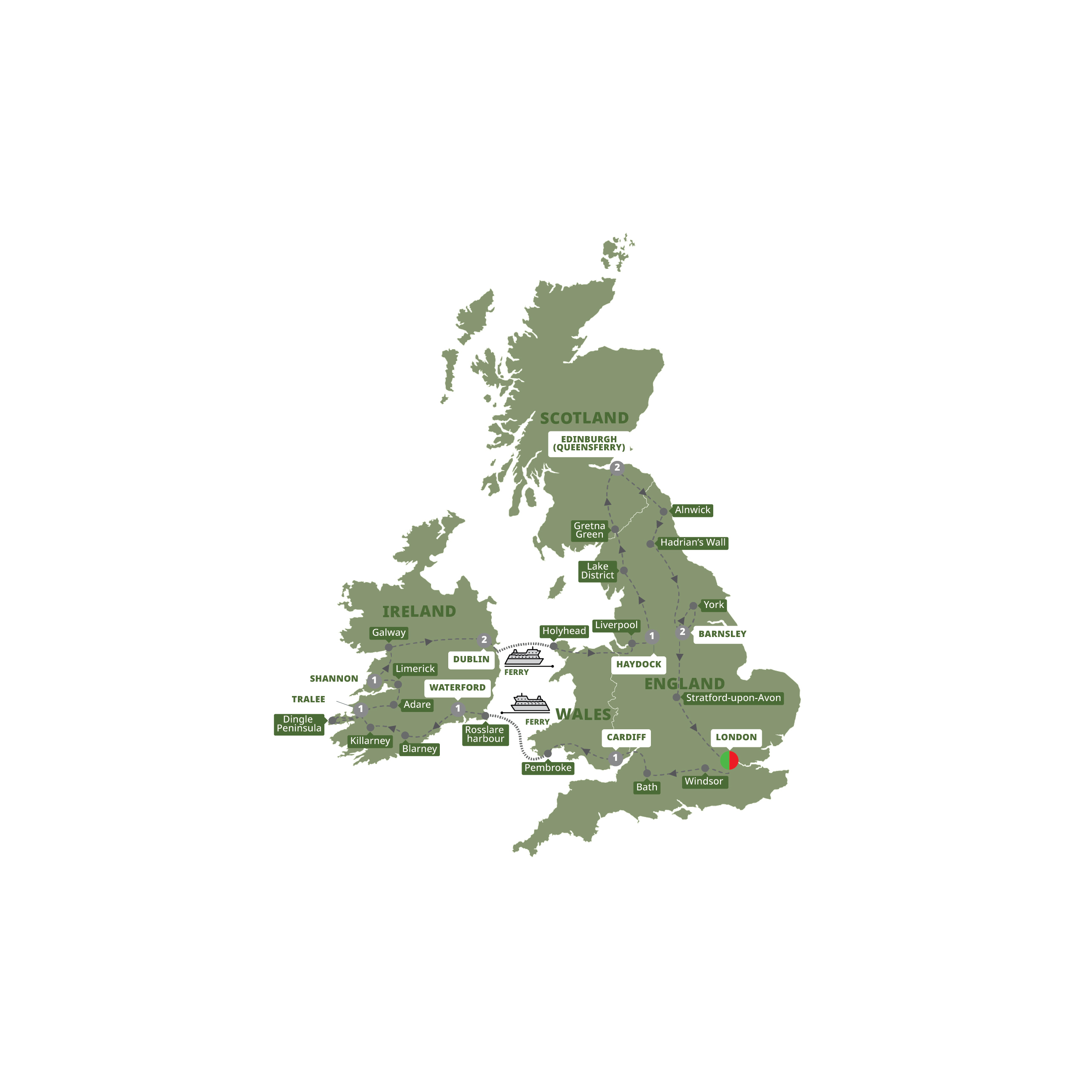 Map of Britain and Ireland Experience from Trafalgar