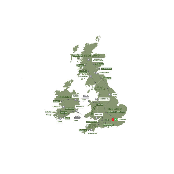 Britain and Ireland Panorama Itinerary Map