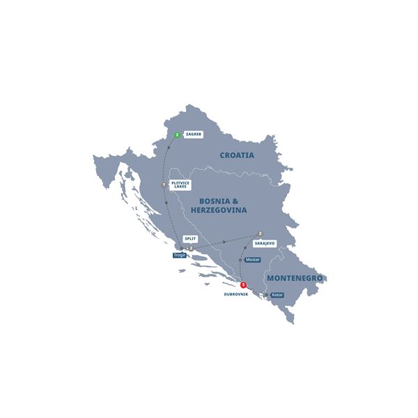tourhub | Trafalgar | Balkan Delight | BALKAZN20 | Route Map
