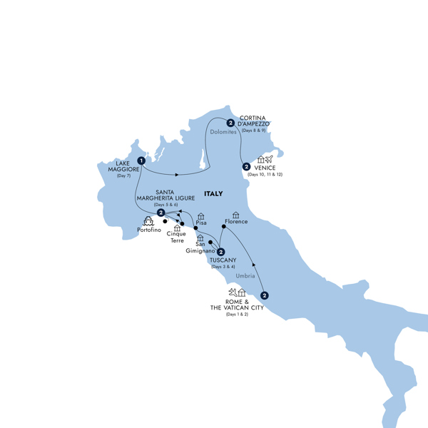 Italian Elegance Itinerary Map