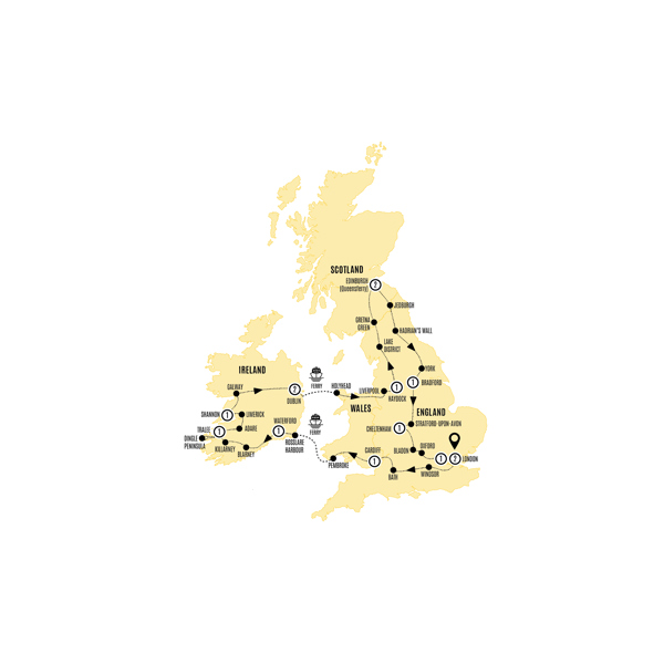 Britain and Ireland Experience Itinerary Map