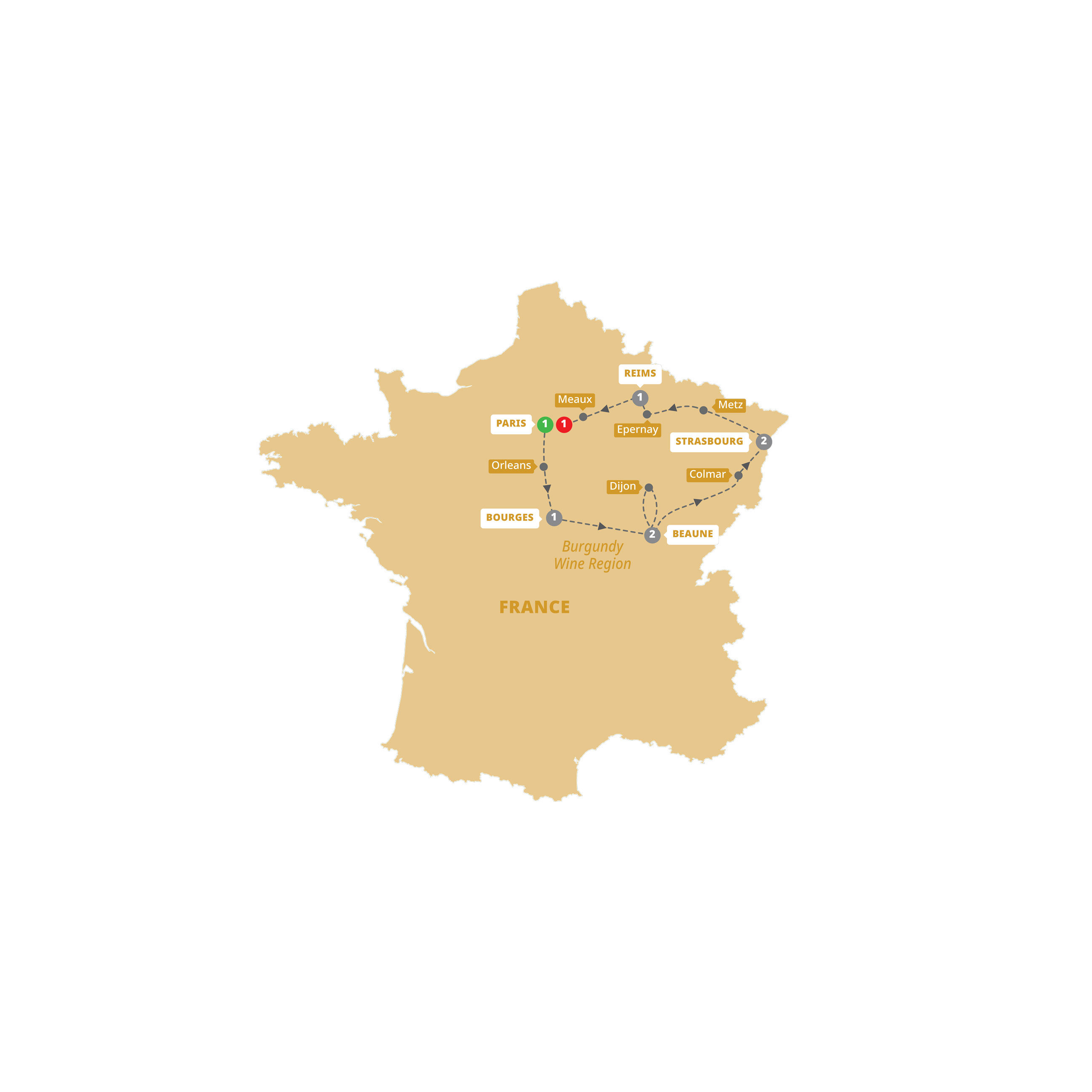 Map of Villages of France (2027) from Trafalgar