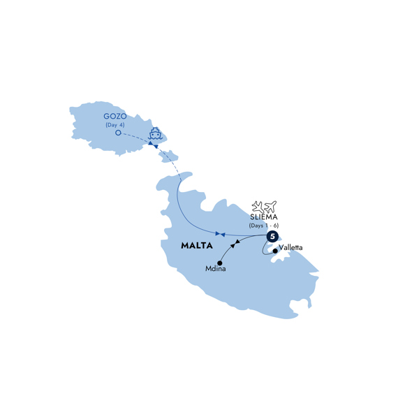 Easy Pace Malta - Classic Group Itinerary Map