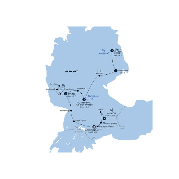 Best of Germany - Classic Group Itinerary Map