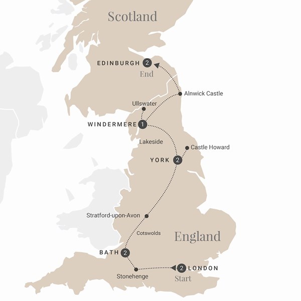 tourhub | Luxury Gold | British Royale | G902MN19 | Route Map