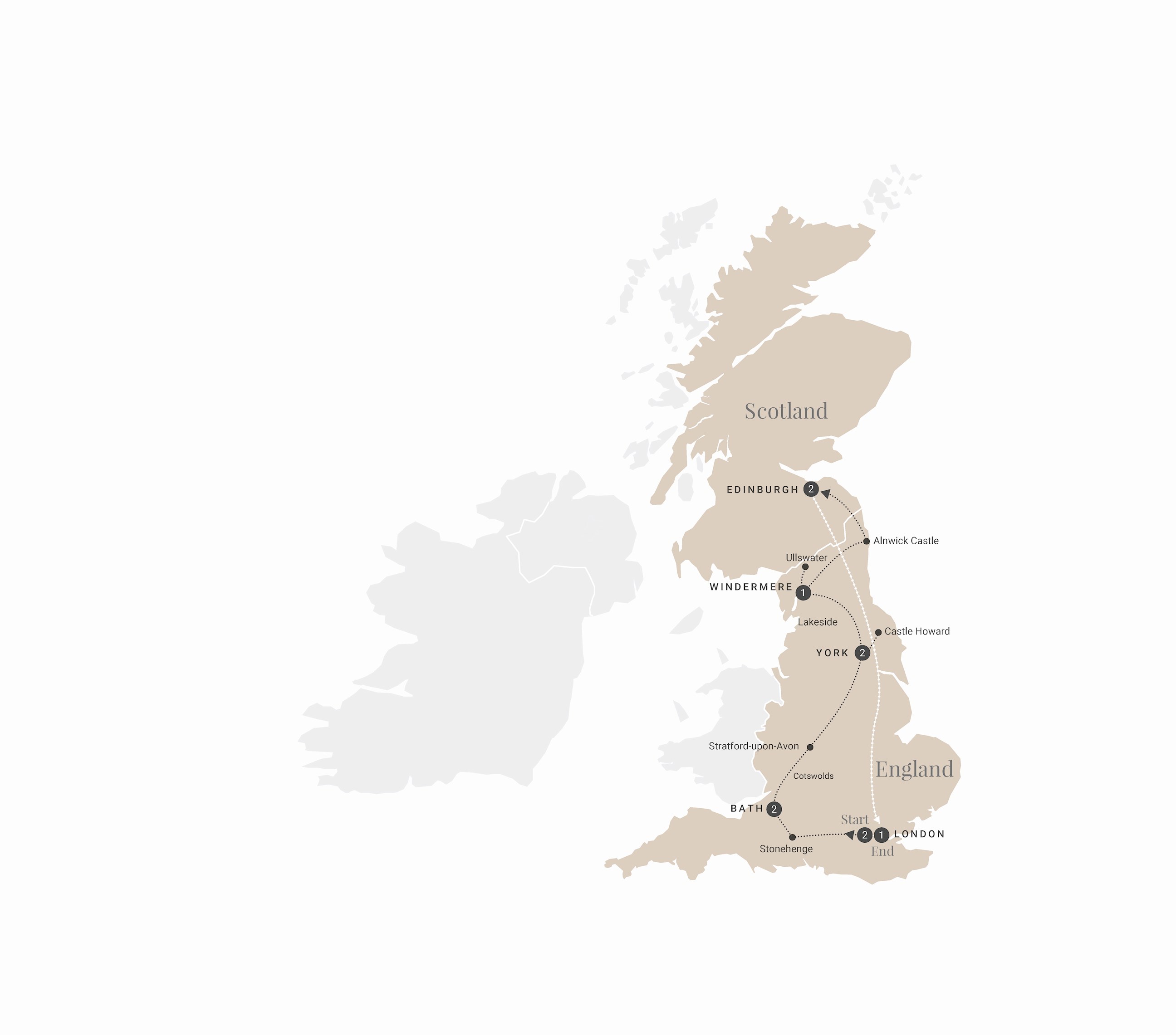 tourhub | Luxury Gold | British Royale End London | CG902LZN20 | Route Map