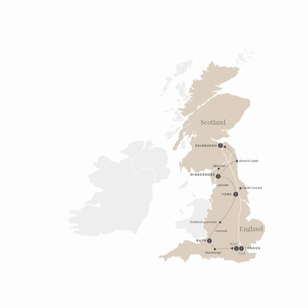 British Royale Luxury Tour Map