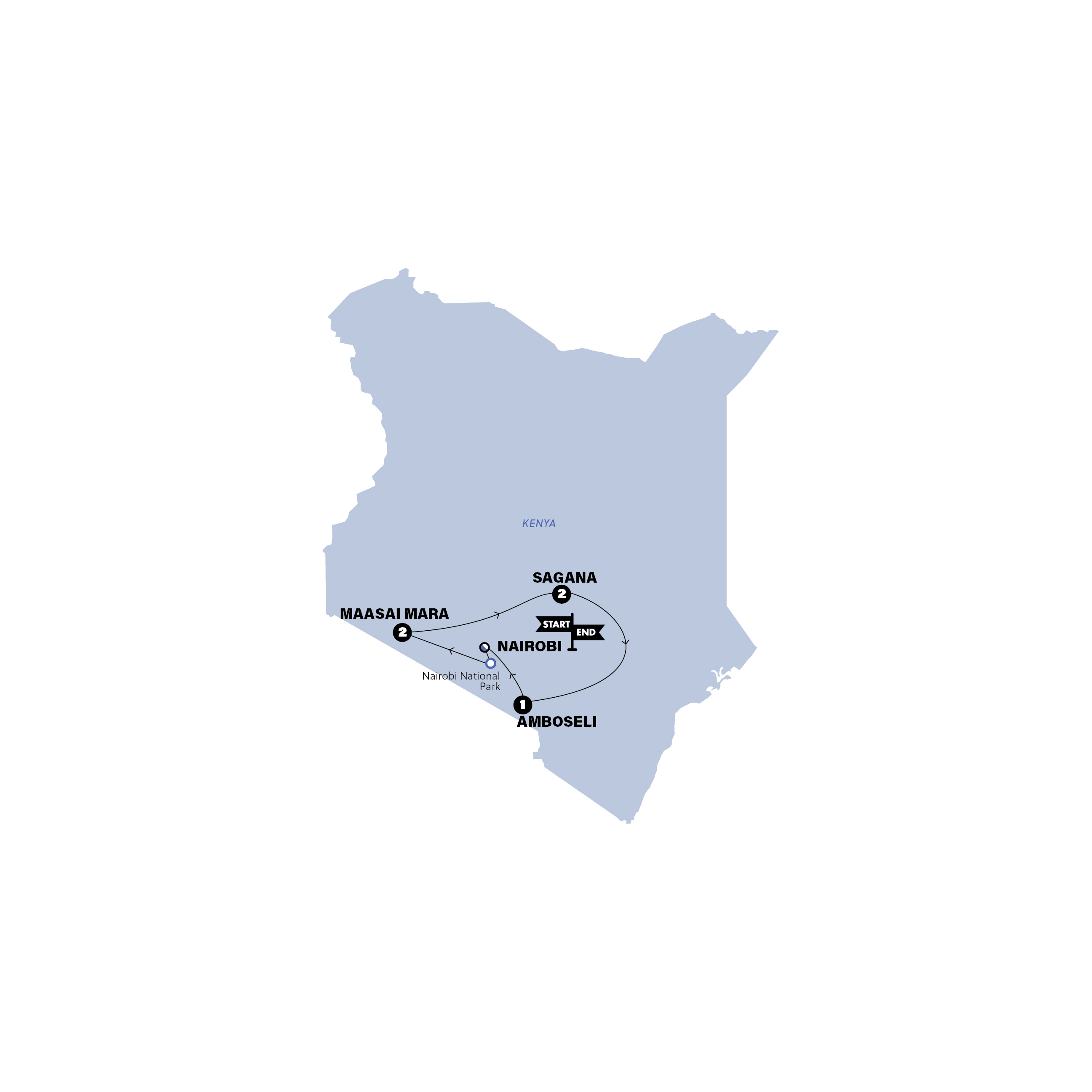 Map of Kenya: Maasai Mara and Safari | Chalet | 2027 from Contiki