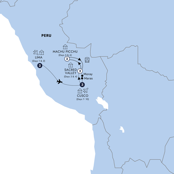 Peru with Machu Picchu a Women-Only Tour Itinerary Map