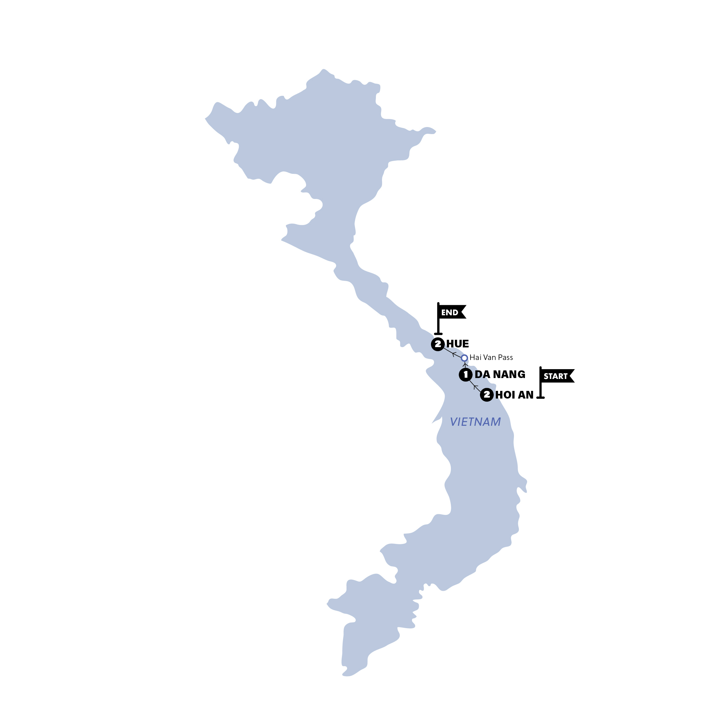 Map of Ride Vietnam from Contiki