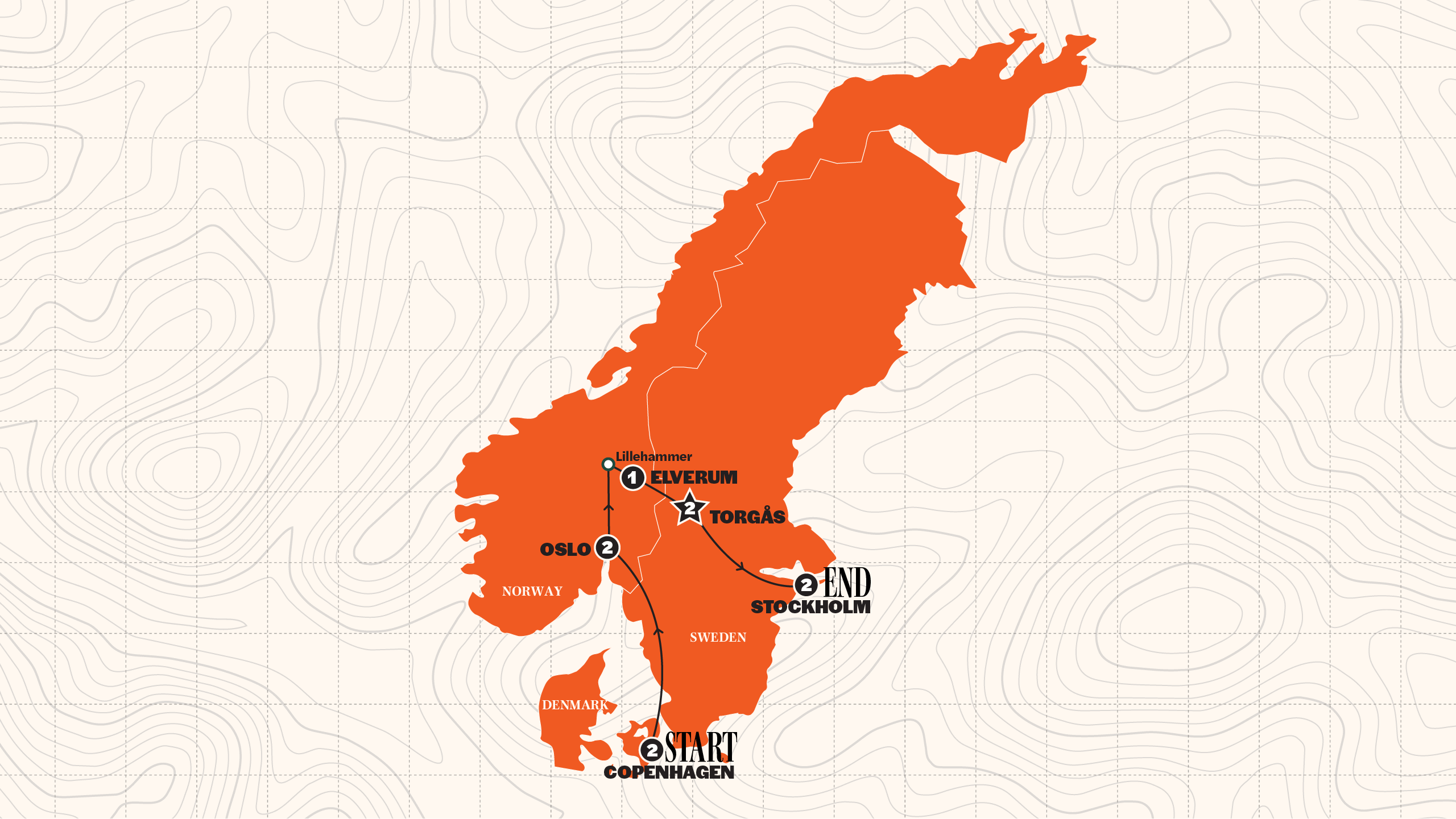 Map of Best of Scandinavia | Winter 2026/2027 from Contiki